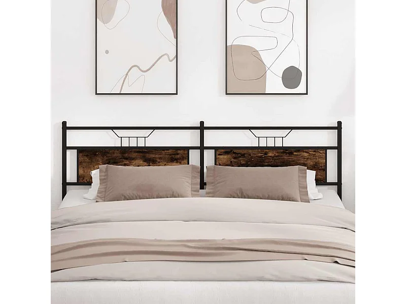 Cabeceira de cama 200 cm derivados madeira/aço carvalho fumado