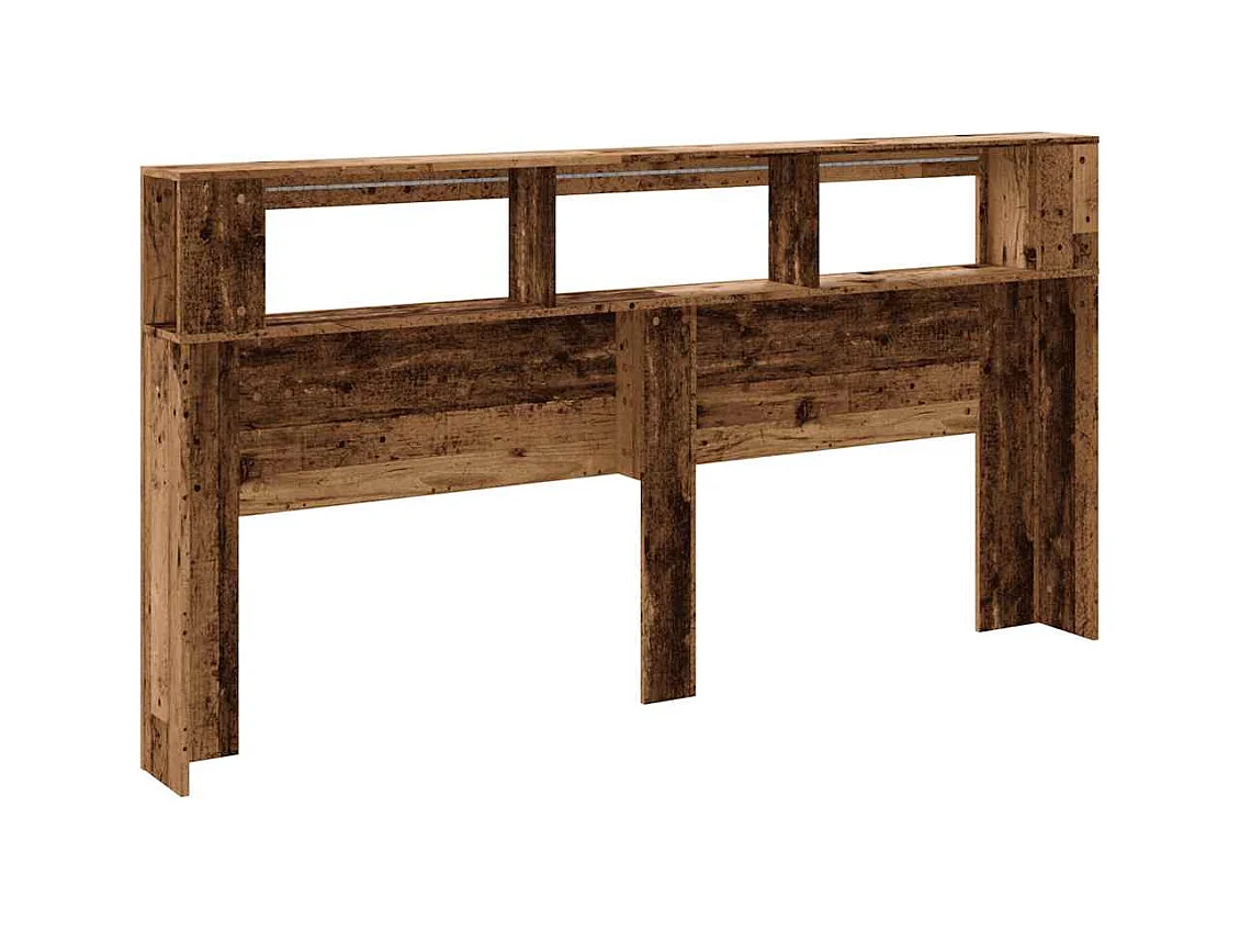 Tête de lit à LED vieux bois 200x18,5x103,5cm bois d'ingénierie