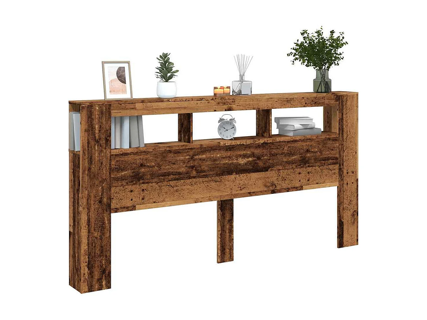 LED-Kopfteil Altholz-Optik 200x18,5x103,5 cm Holzwerkstoff