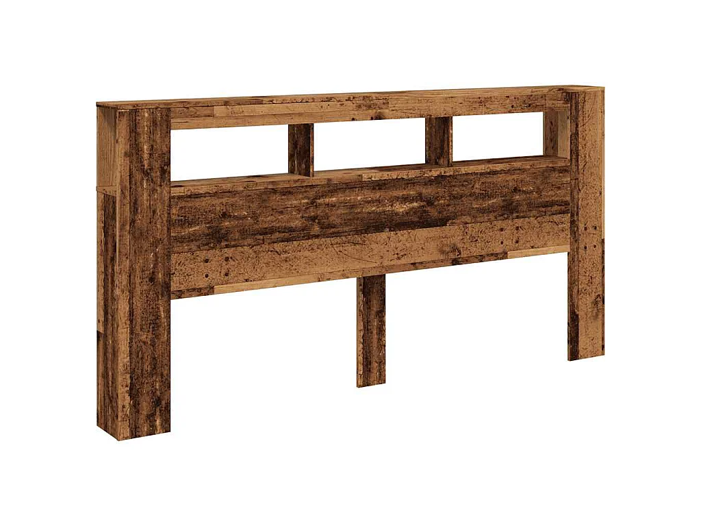 Tête de lit à LED vieux bois 200x18,5x103,5cm bois d'ingénierie