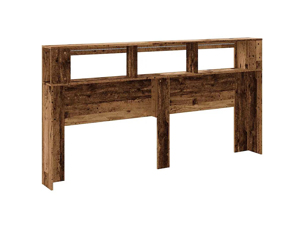 Tête de lit à LED vieux bois 200x18,5x103,5cm bois d'ingénierie