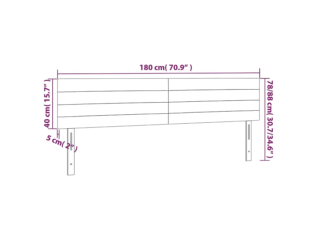 Têtes de lit Marron foncé 180 x 5 x 78/88 cm Tissu