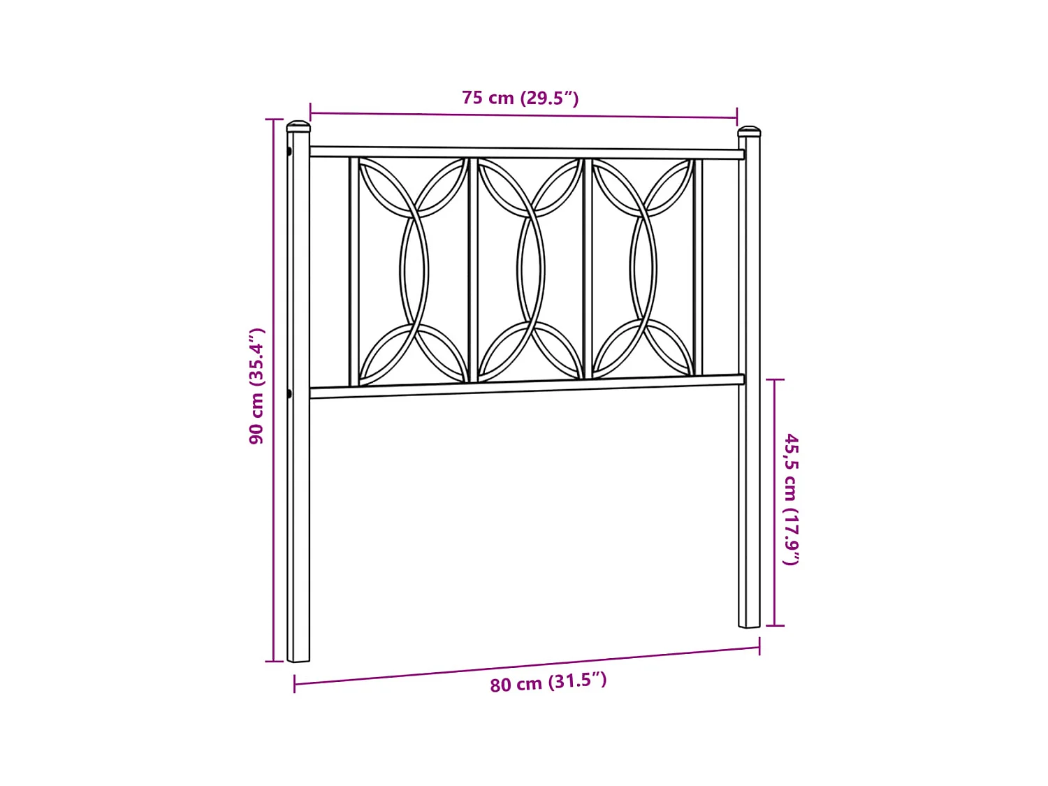 Testiera in Metallo Bianco 75 cm