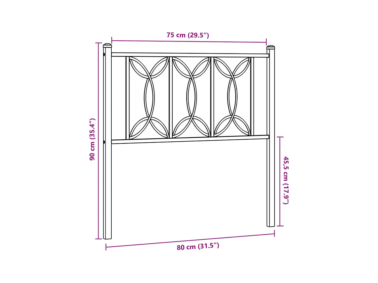 Testiera in Metallo Bianco 75 cm