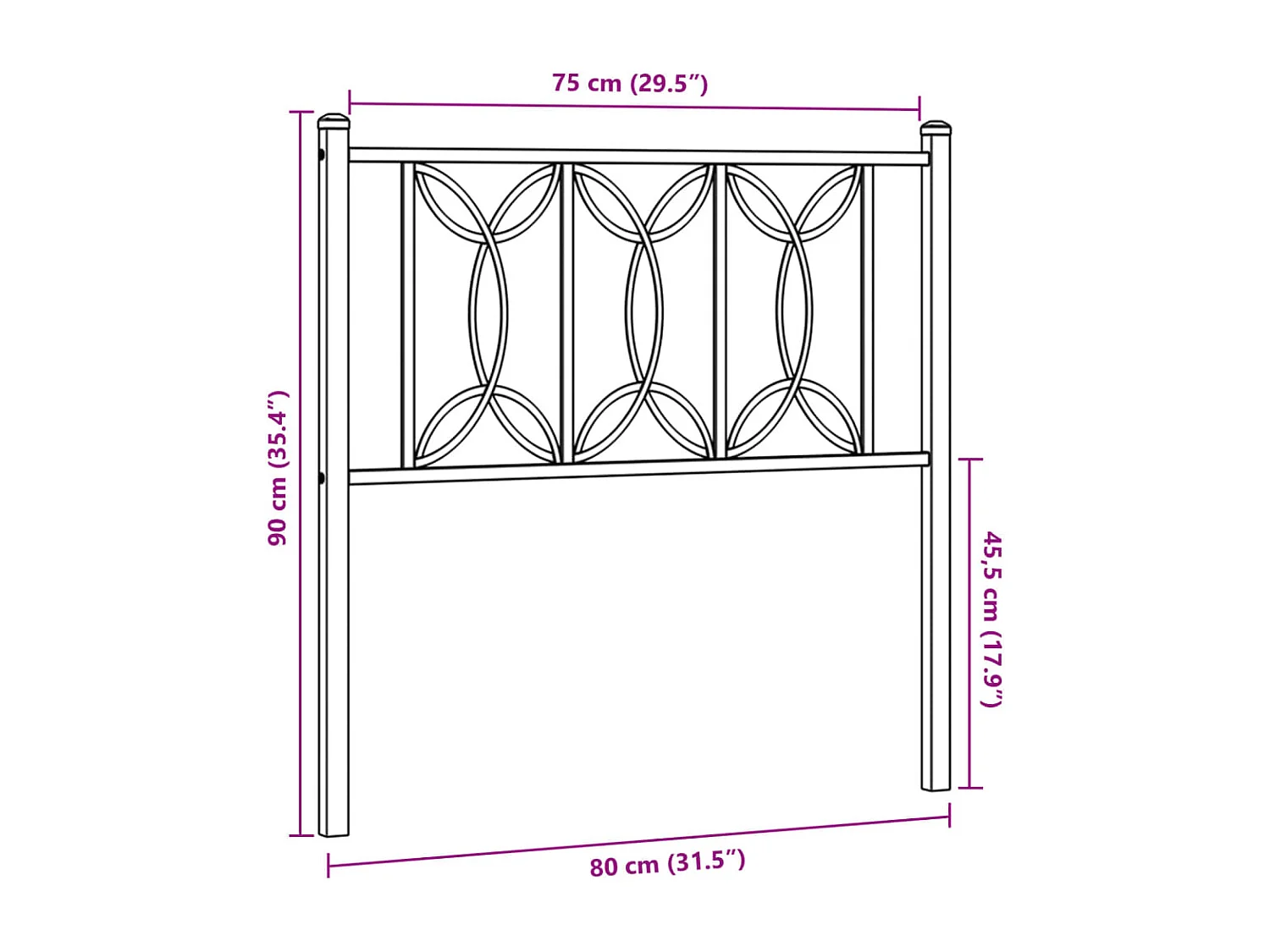 Tête de lit métal blanc 75 cm