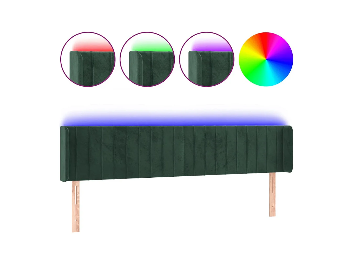 LED Kopfteil Dunkelgrün 203x16x78/88 cm Samt