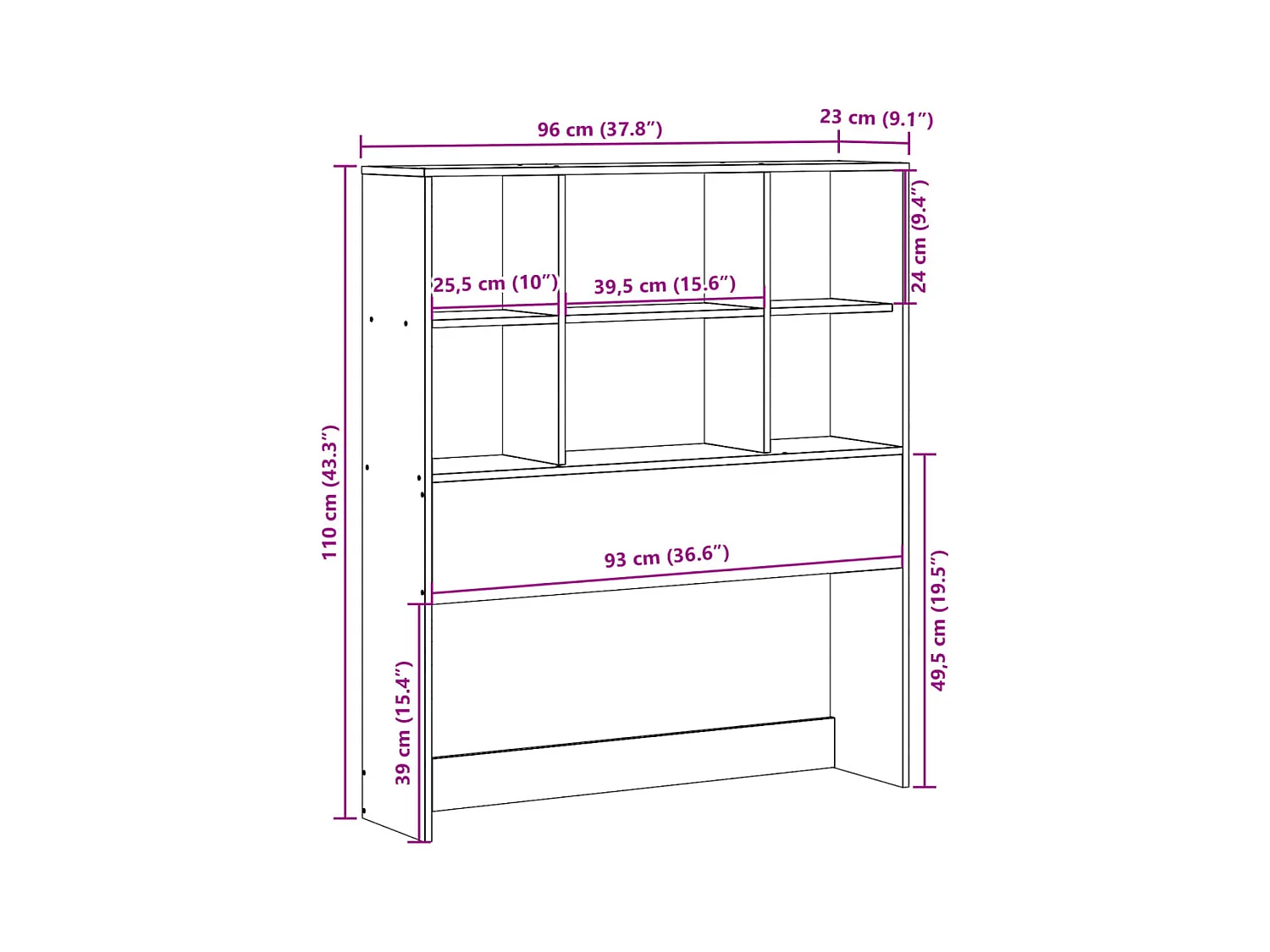 Cabeceira com arrumação 90 cm madeira de pinho maciça