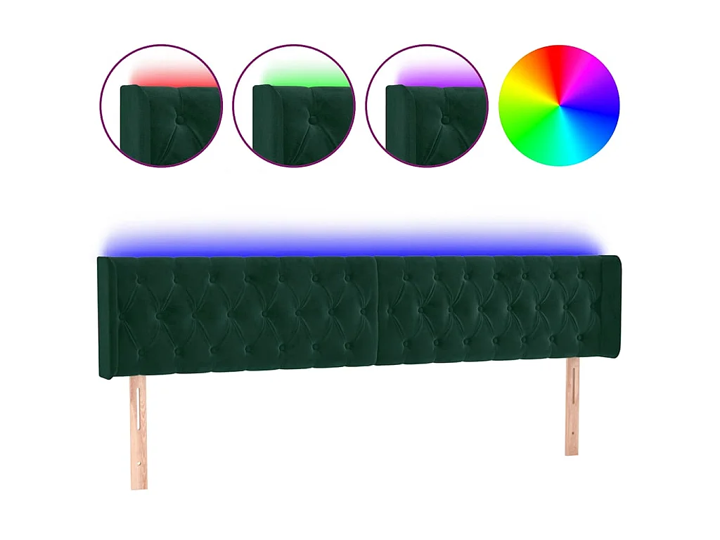 LED Kopfteil Dunkelgrün 183x16x78/88 cm Samt