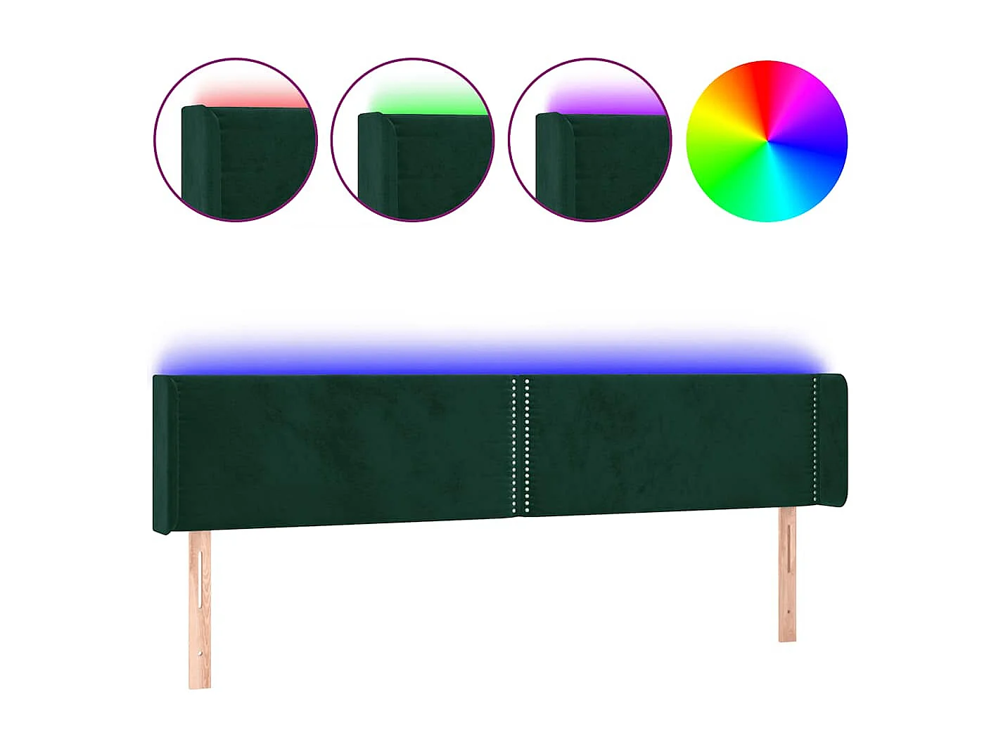 Tête de lit à LED Vert foncé 183x16x78/88 cm Velours