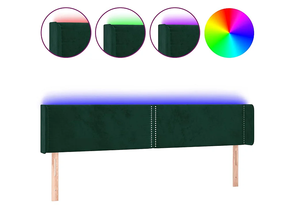 LED Kopfteil Dunkelgrün 183x16x78/88 cm Samt