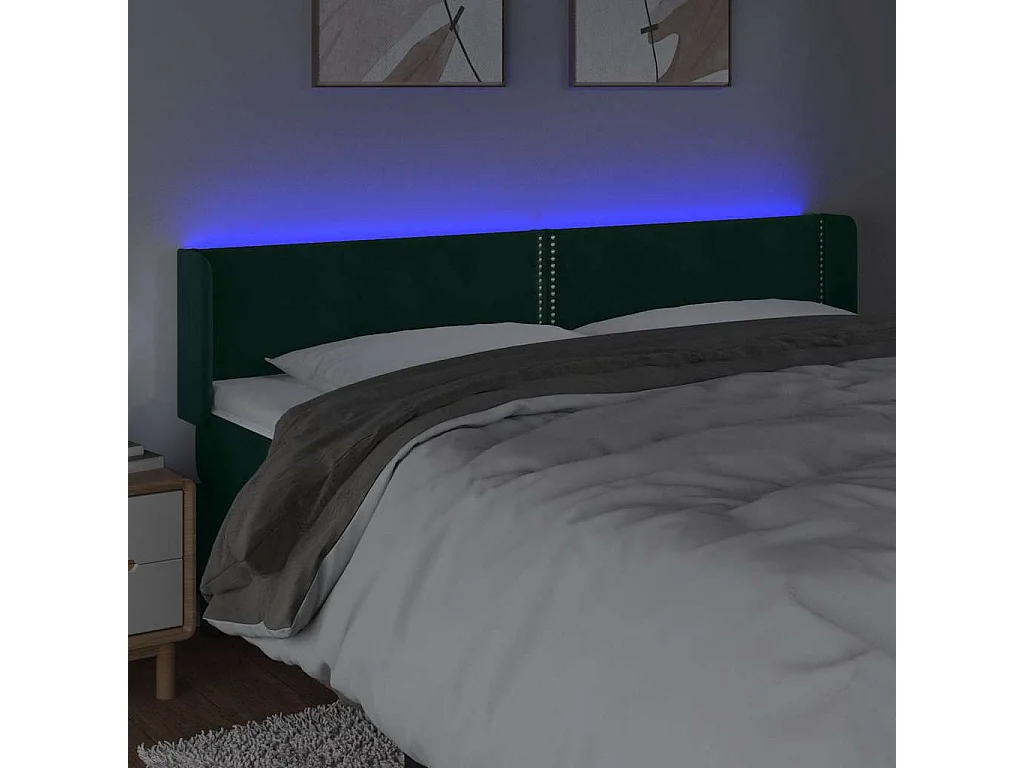 LED Kopfteil Dunkelgrün 183x16x78/88 cm Samt