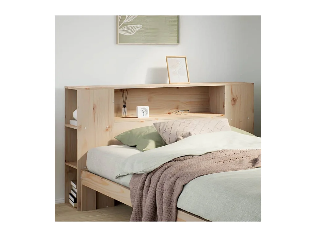 Tête de lit avec rangement 160 cm bois massif de pin