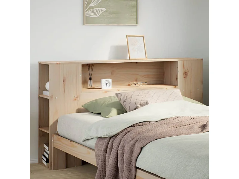 Tête de lit avec rangement 160 cm bois massif de pin