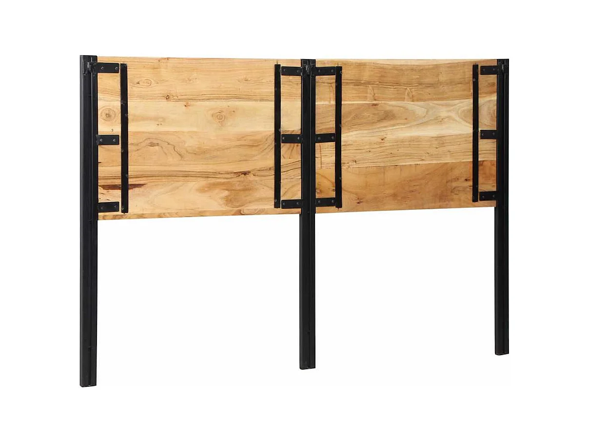 Tête de lit 160 cm bois massif d'acacia et fer