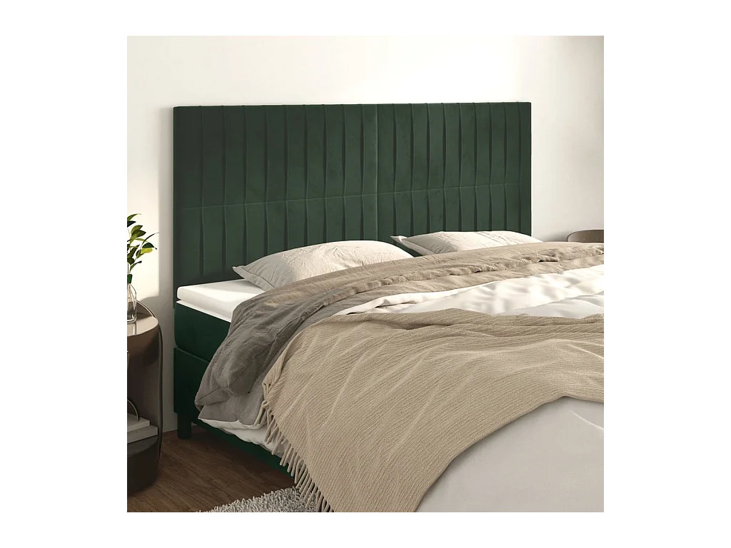 Têtes de lit 4 pcs Vert foncé 90x5x78/88 cm Velours