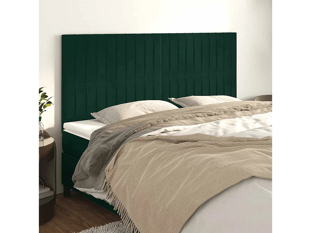 Cabecero Terciopelo Verde Oscuro 180x5x118/128 cm