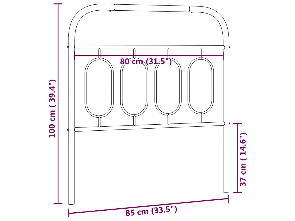 Tête de lit de remplacement métal blanc 80 cm