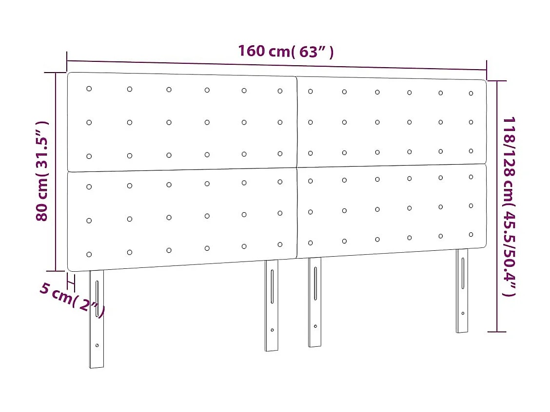 Cabeceira Verde Escuro 160x5x118/128 cm Veludo