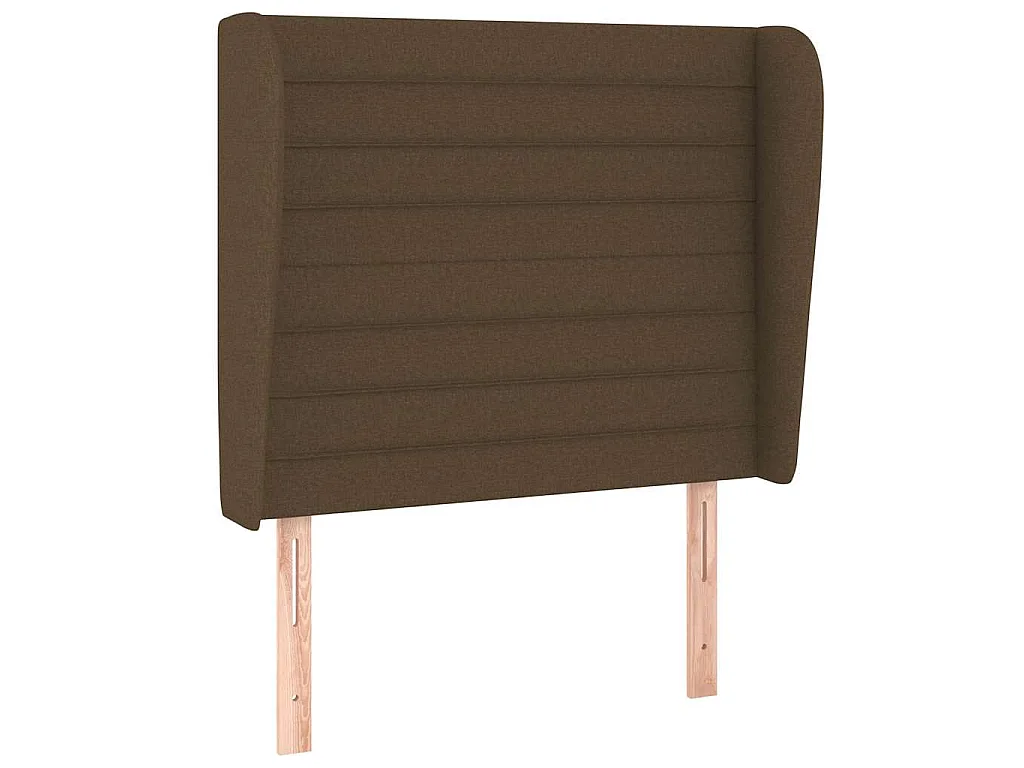 Tête de lit avec oreilles Marron foncé 93x23x118/128 cm Tissu