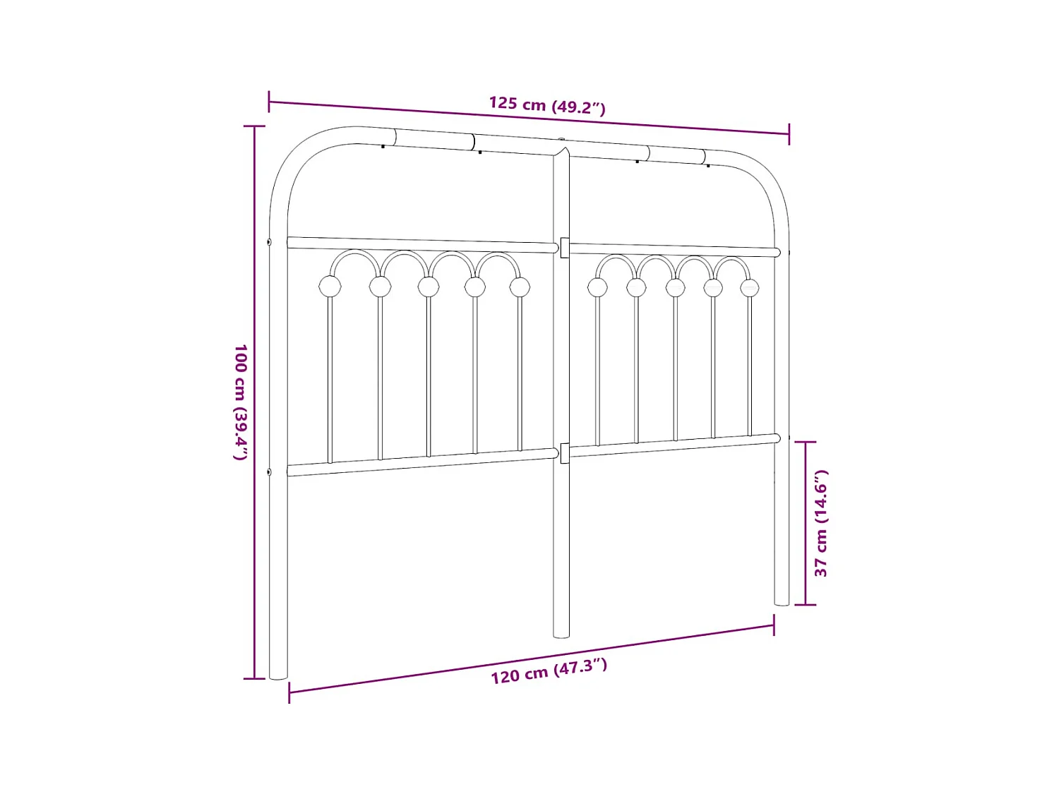 Tête de lit métal blanc 120 cm