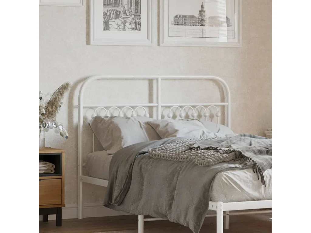 Tête de lit métal blanc 120 cm