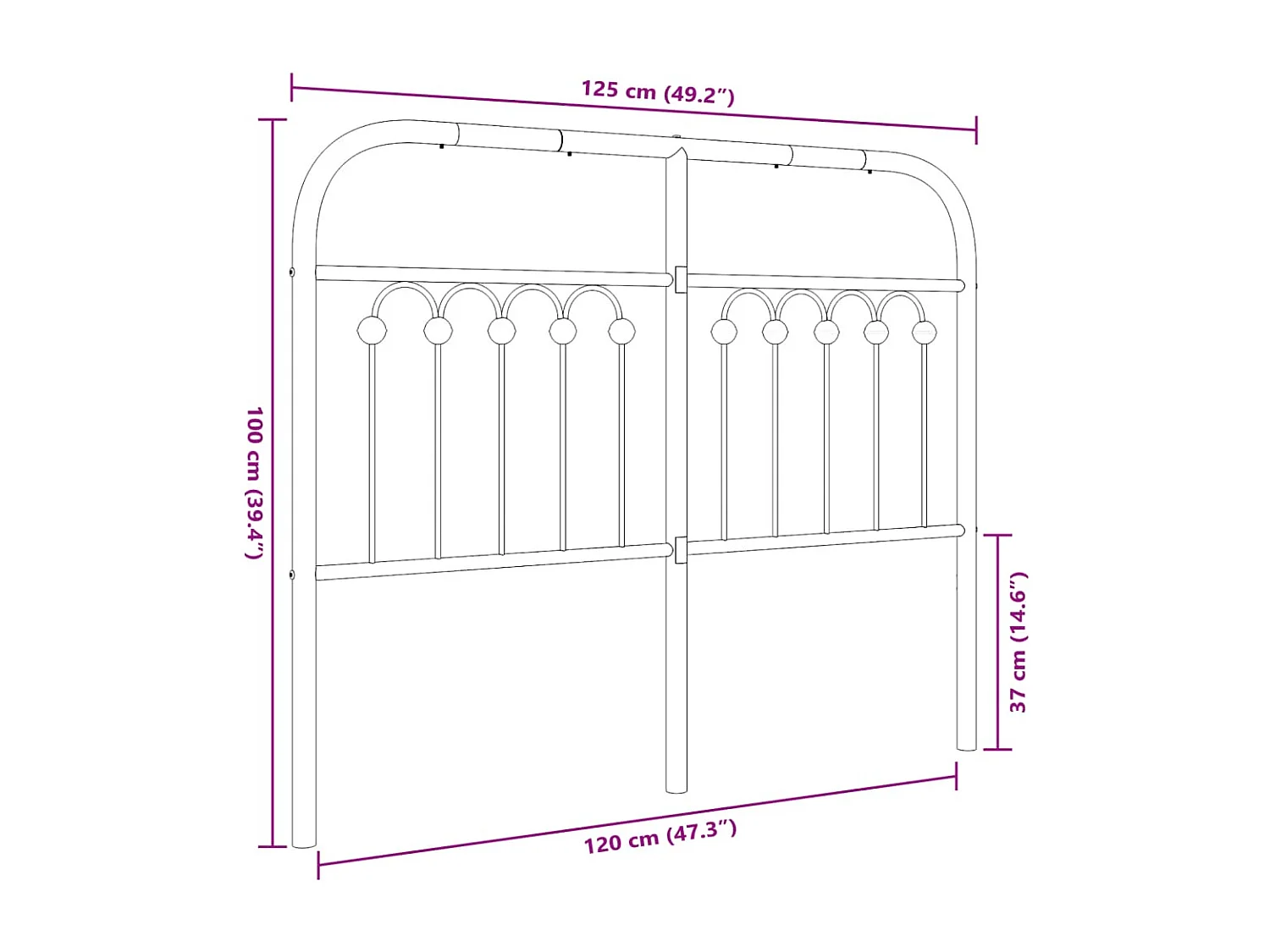 Tête de lit métal blanc 120 cm