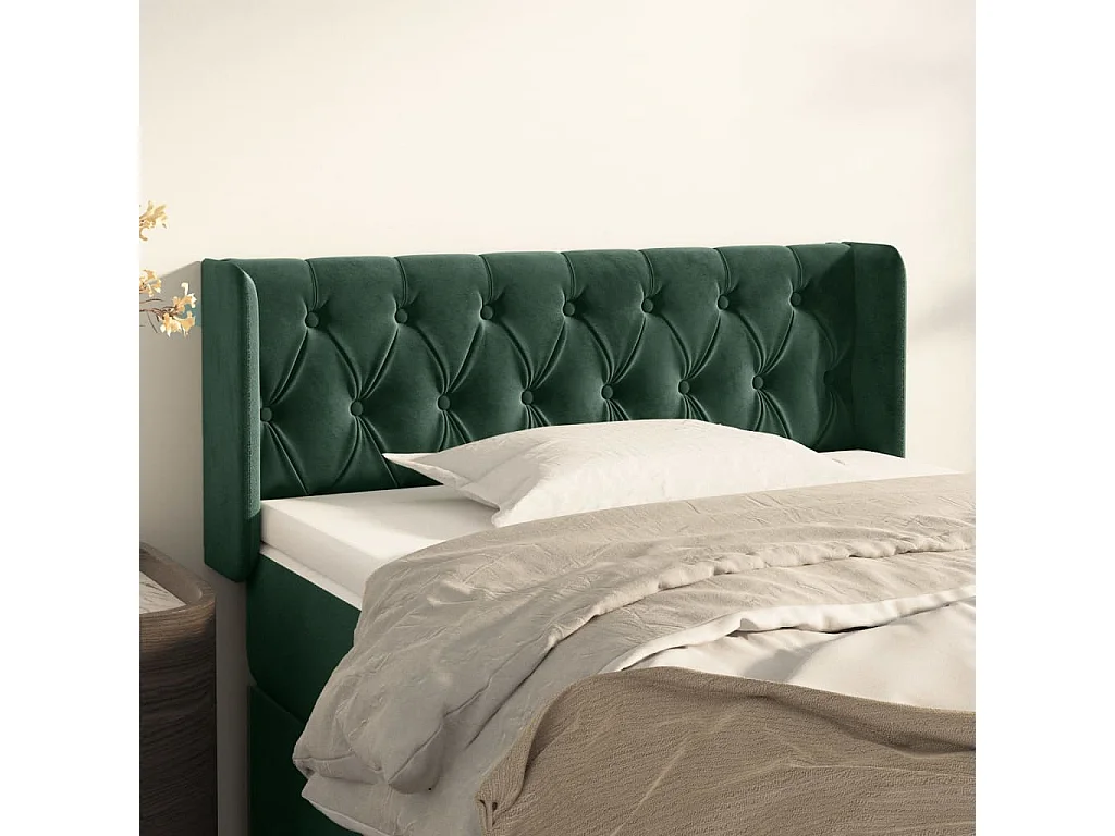 Hoofdbord met randen 93x16x78/88 cm fluweel donkergroen