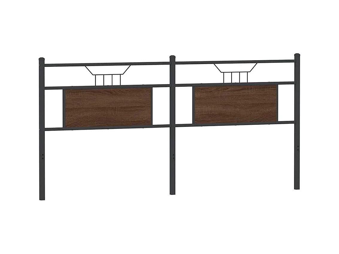 Hoofdbord 160 cm bewerkt hout en staal bruin eikenkleurig