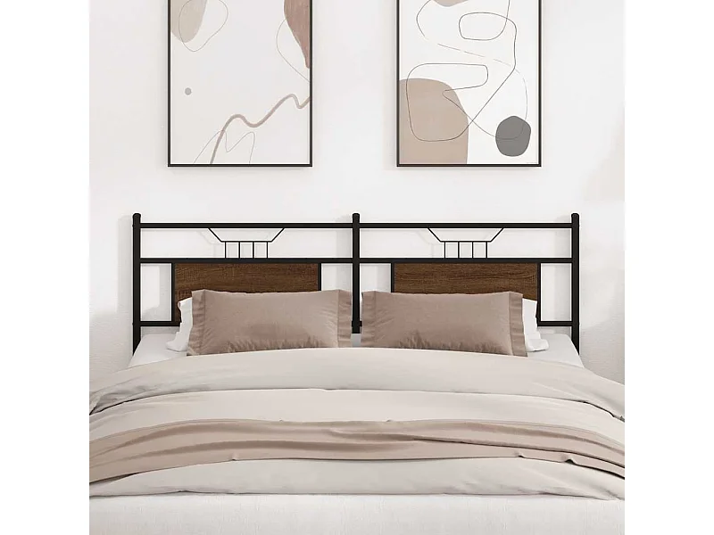 Cabeceira de cama 160cm derivados madeira/aço carvalho castanho