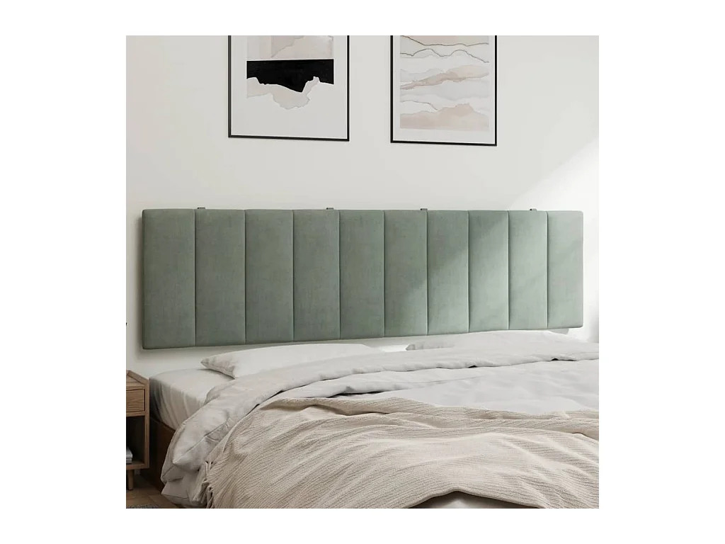 Almofadão de cabeceira 180 cm veludo cinzento-claro