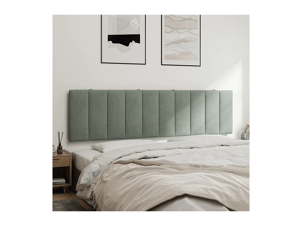 Coussin de tête de lit Hanko gris clair 180 cm velours