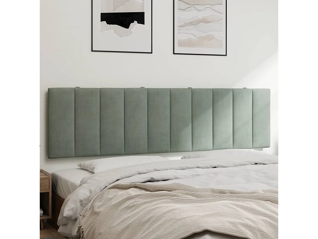 Hoofdbordkussen "Hanko" 180 cm fluweel lichtgrijs