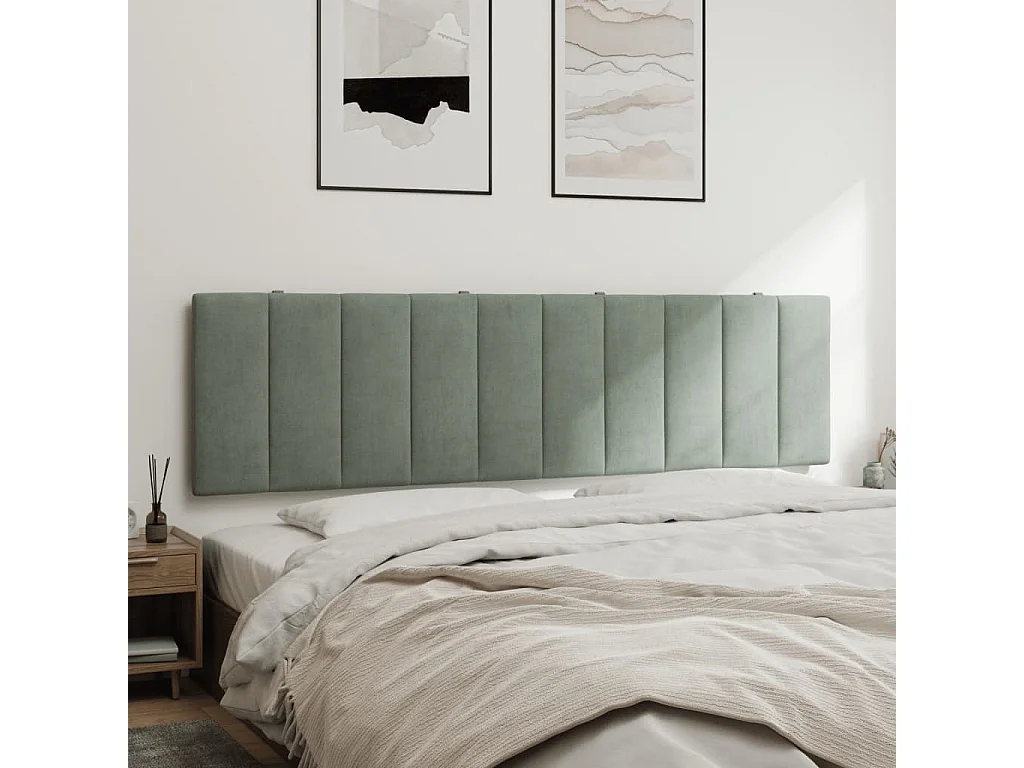 Hoofdbordkussen "Hanko" 180 cm fluweel lichtgrijs