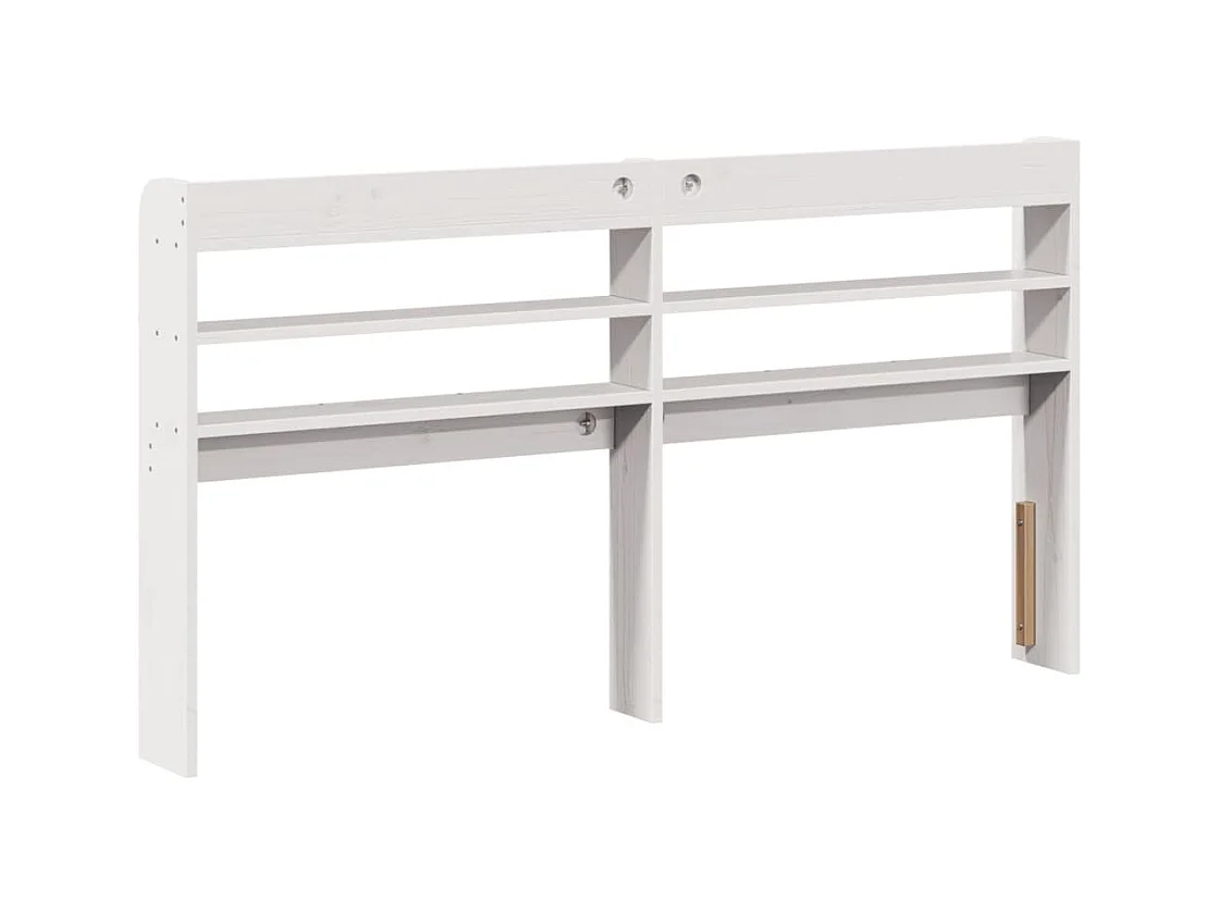 Kopfteil mit Ablagen Weiß 135 cm Massivholz Kiefer