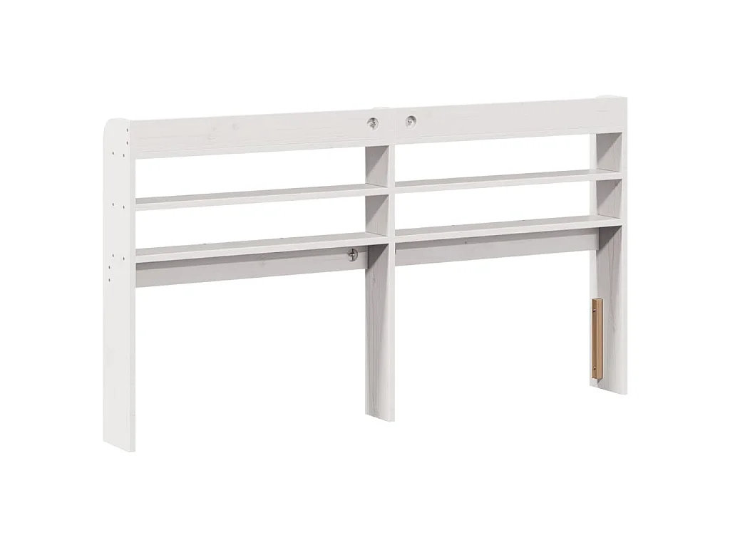 Hoofdbord met schappen 135 cm massief grenenhout wit