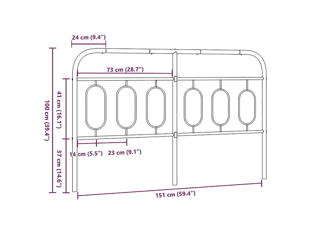 Ersatz-Kopfteil Metall Weiß 150 cm