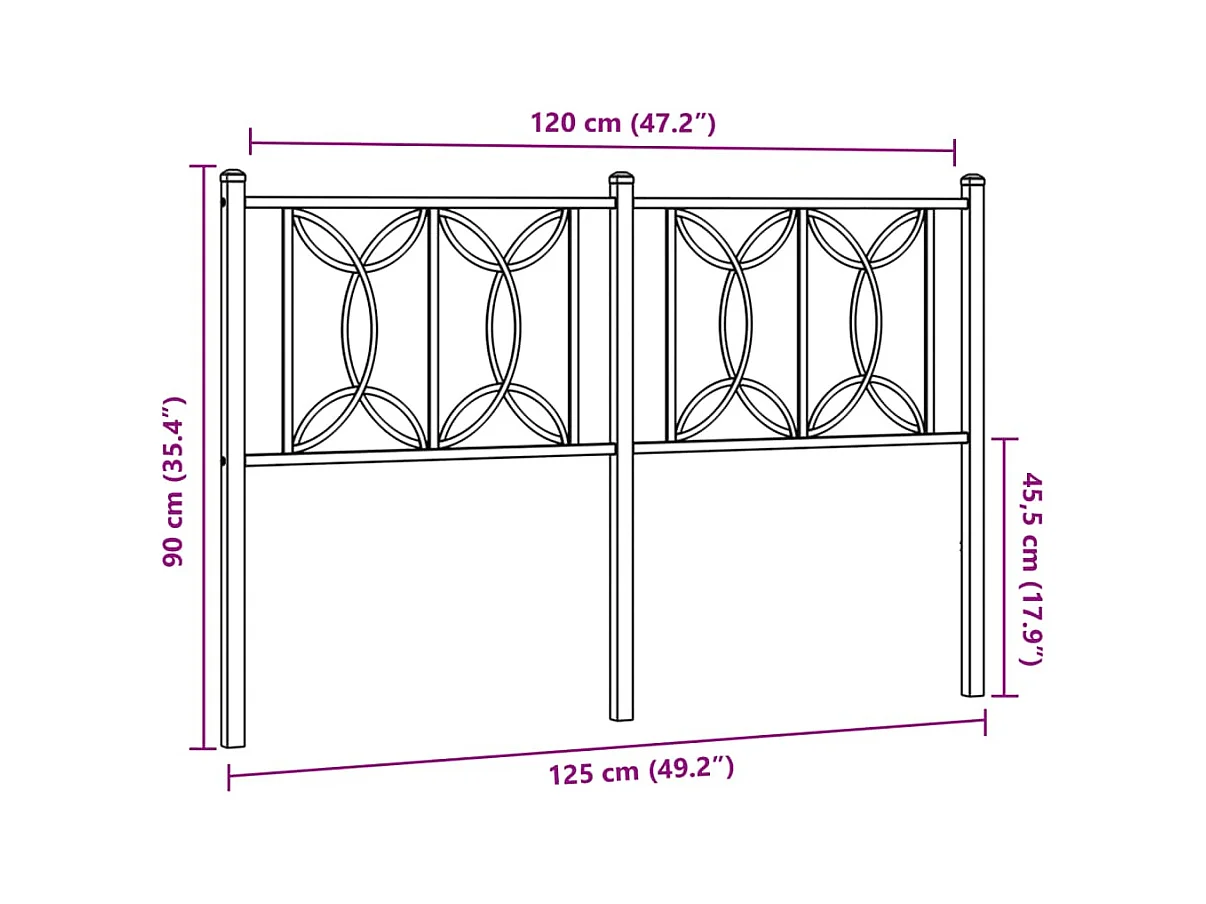 Hoofdbord 120 cm metaal zwart