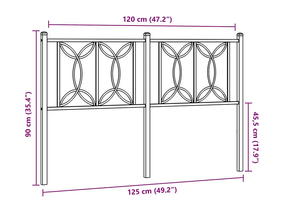 Tête de lit métal noir 120 cm