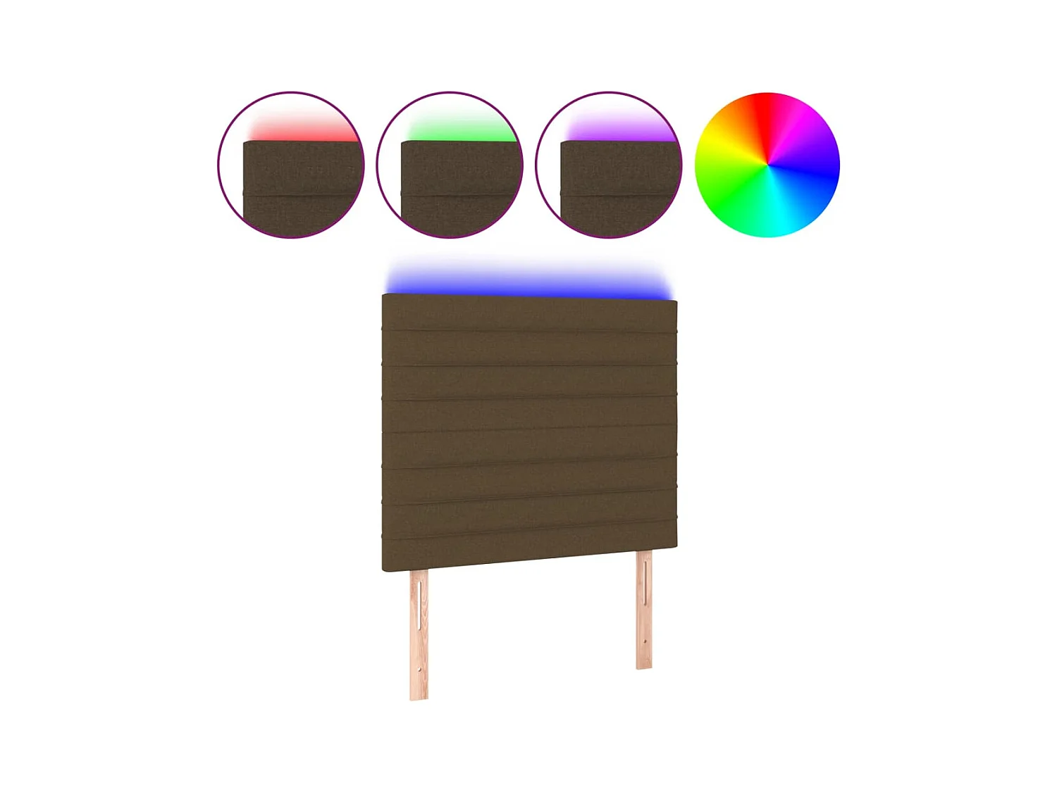 Tête de lit à LED Marron foncé 90x5x118/128 cm Tissu