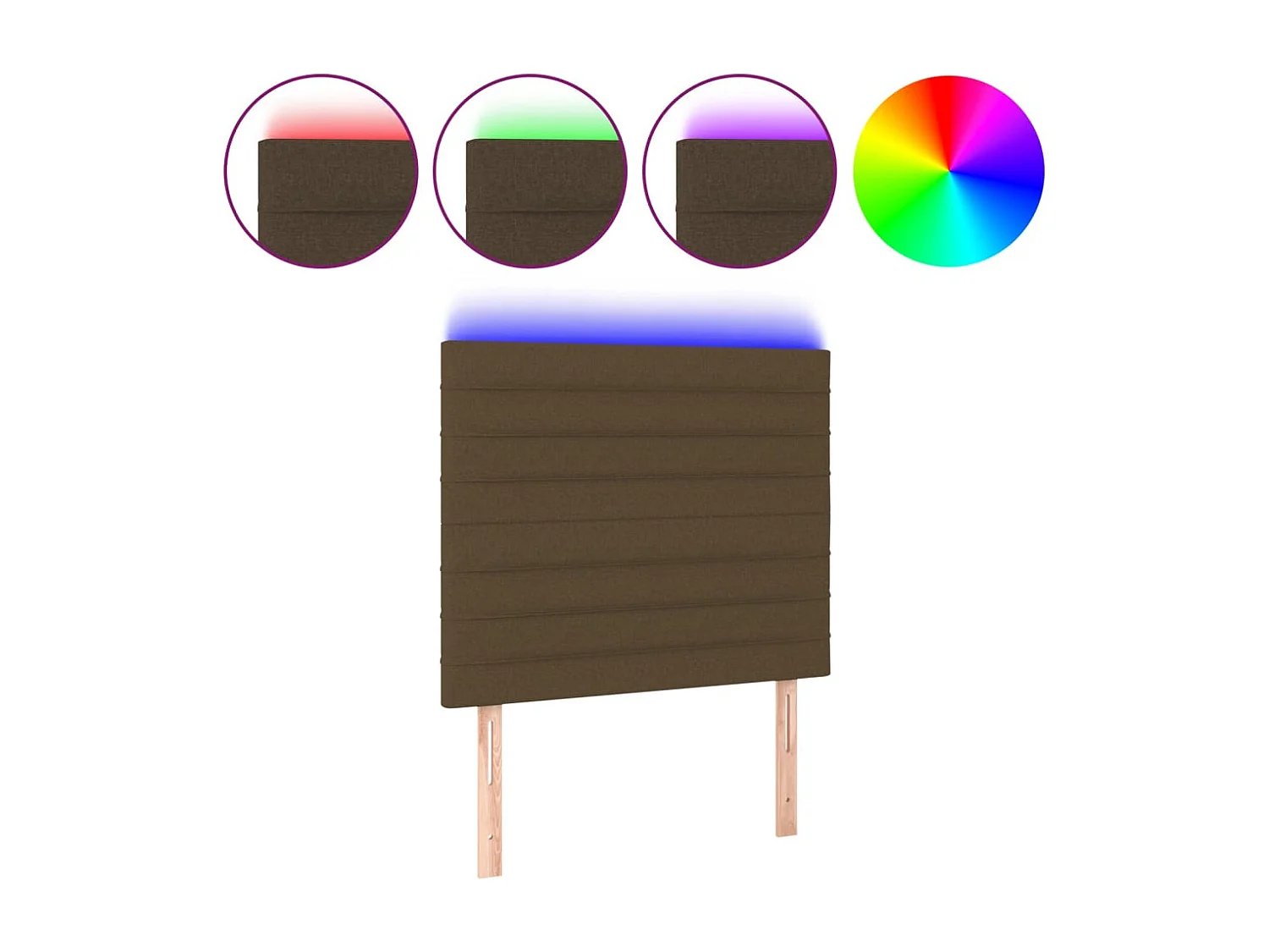 Hoofdbord LED 90x5x118/128 cm stof donkerbruin