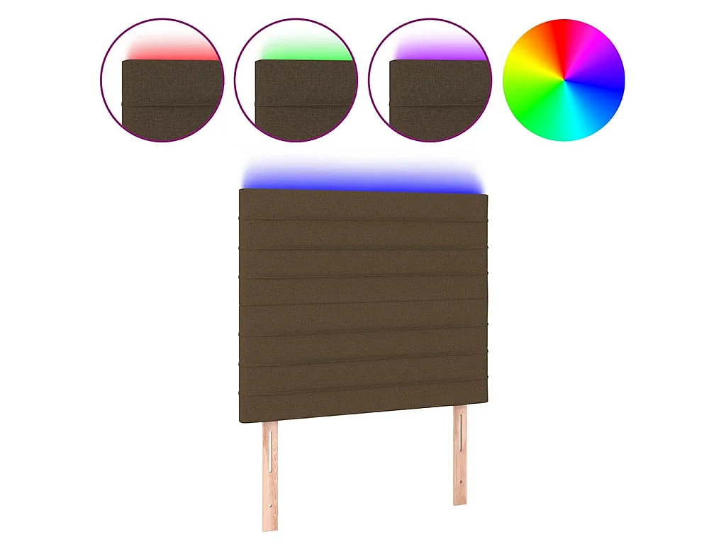 Hoofdbord LED 90x5x118/128 cm stof donkerbruin