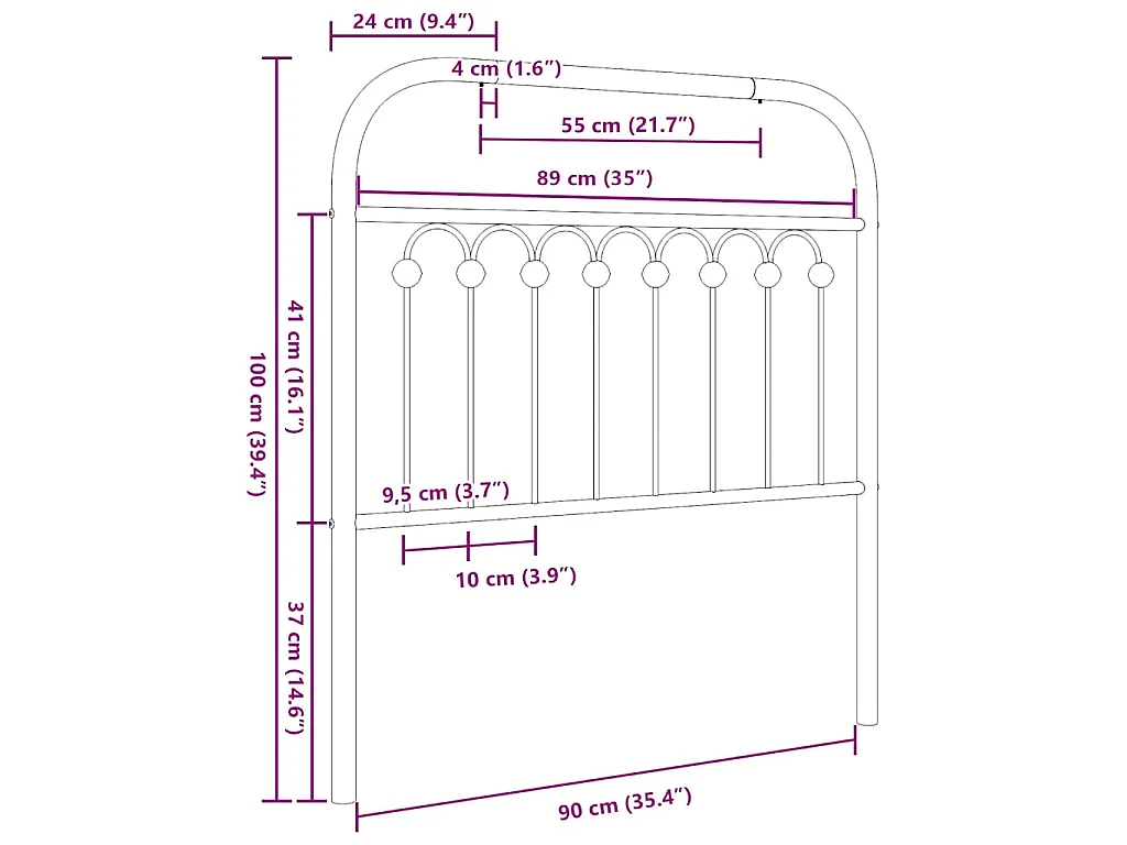 Tête de lit de remplacement métal blanc 90 cm