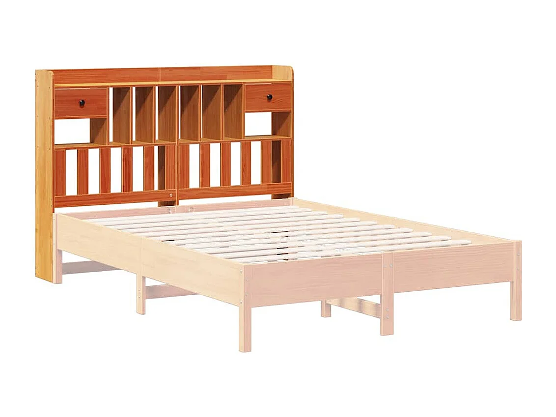 Tête de lit avec rangement cire marron 150cm bois massif de pin