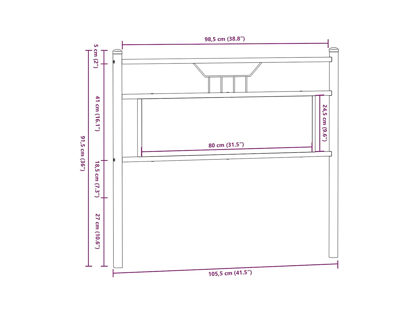 Tête de lit chêne marron 100 cm bois d'ingénierie et acier