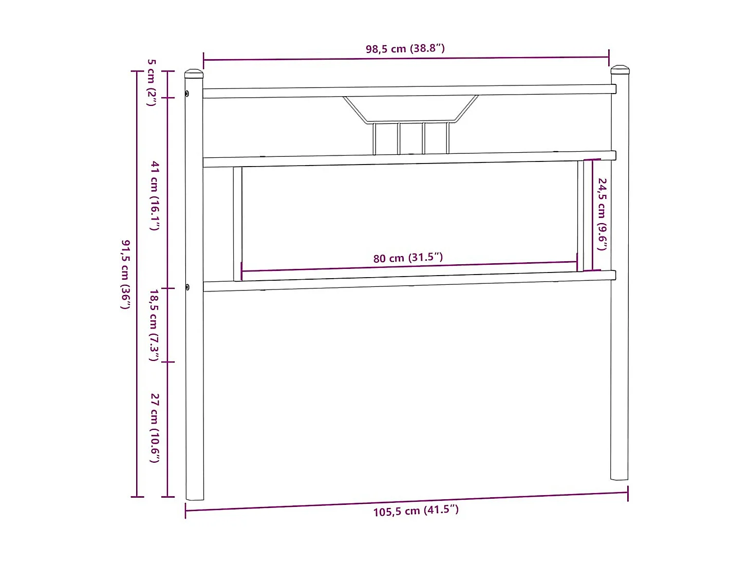Tête de lit chêne marron 100 cm bois d'ingénierie et acier