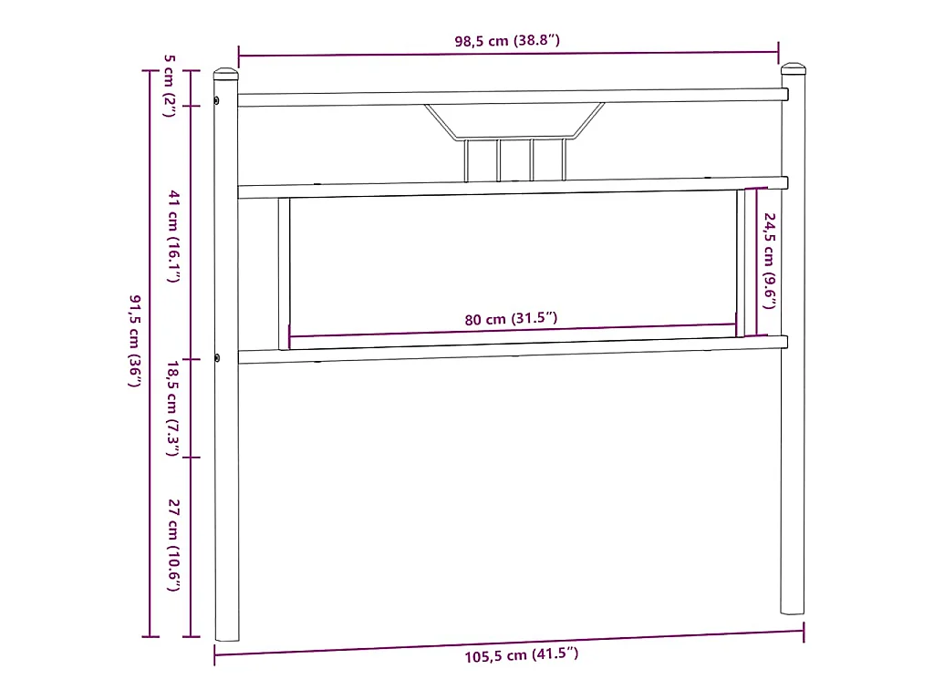 Tête de lit de remplacement chêne marron 100 cm bois d'ingénierie et acier