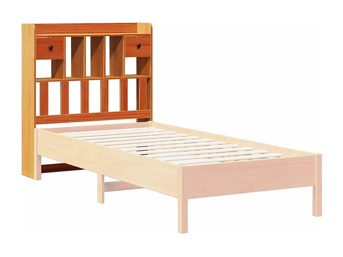 Testiera con Ripiani Marrone Cera 90 cm in Legno di Pino