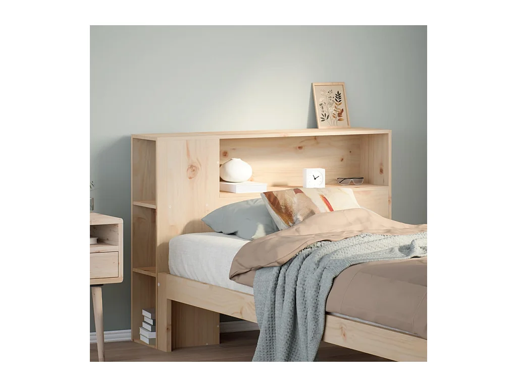 Tête de lit avec rangement 90 cm bois massif de pin