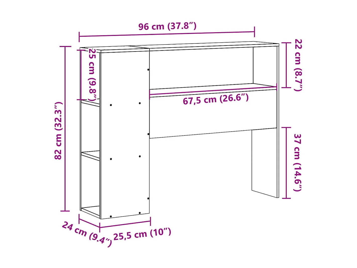 Tête de lit avec rangement 90 cm bois massif de pin