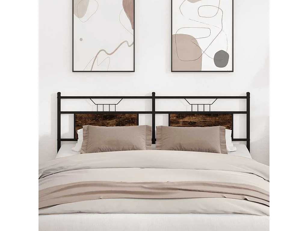 Kopfteil Räuchereiche 180 cm Holzwerkstoff und Stahl